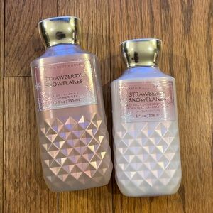 Bath and Body Works Strawberry Snowflakes Lotion and Shower Gel